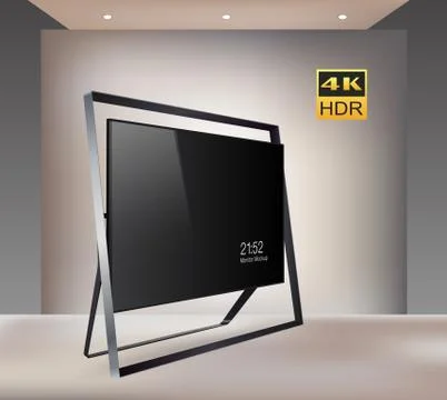 Next generation smart LED 4K TV in enlighten studio background mock-up series Stock Illustration