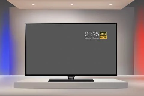 Next generation smart LED 4K TV in enlighten studio mock-up series Иллюстрация