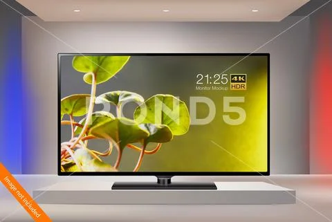 Next generation smart LED 4K TV in enlighten studio mock-up series PSD Template