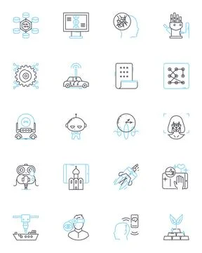 Next-generation strategies linear icons set. Innovation, Disruption, Futuristic Stock Illustration