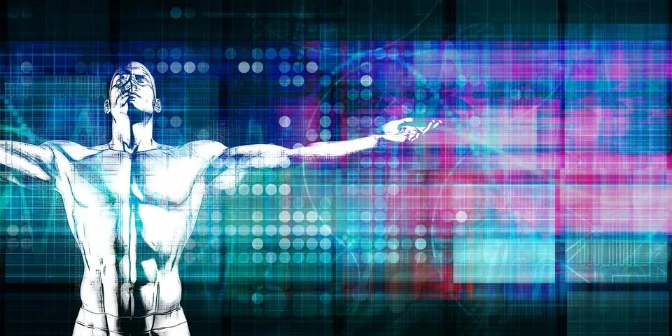 Next Generation Technology Defining Human Digital Evolution Stock Illustration