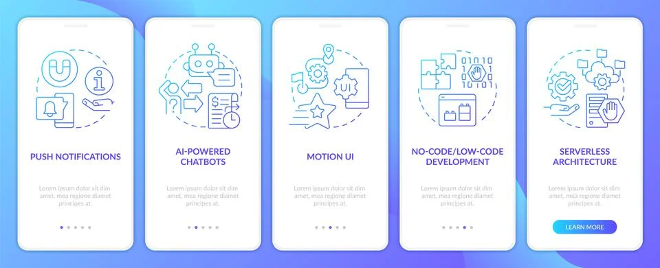 Next generation web development blue gradient onboarding mobile app screen Stock Illustration