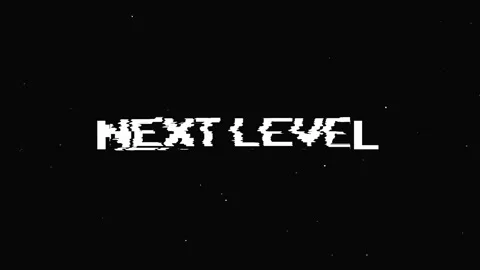 Next level text with glitch screen effects on a black background. Stock Footage 150772067
