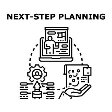 Next step strategic planning future development process Stockillustratie