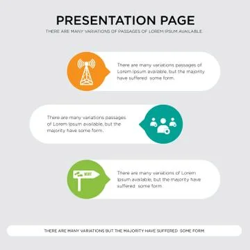 Next steps, campaign management, cell tower presentation design template in o Illustrazione stock