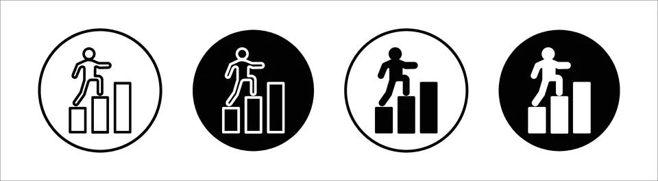 Next steps flat line icon set. Next steps Thin line illustration vector Stock Illustration