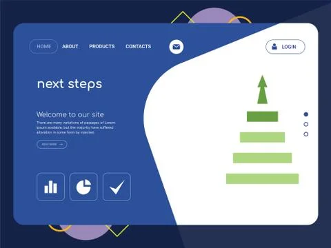 Next steps Landing page website template design Free Stock Illustration