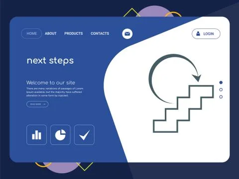 Next steps Landing page website template design Free Stock Illustration
