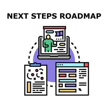 Next steps roadmap planning business development progression Stock Illustration