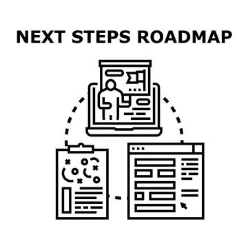 Next steps roadmap planning business development progression Stock Illustration
