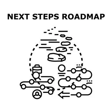 Next steps roadmap planning future business strategy and goals Stock Illustration