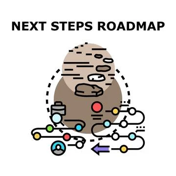 Next steps roadmap planning future business strategy and goals Illustrazione stock