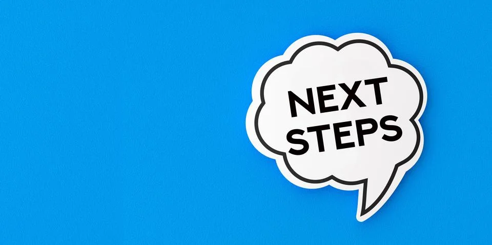 Next steps speech bubble Stock Illustration