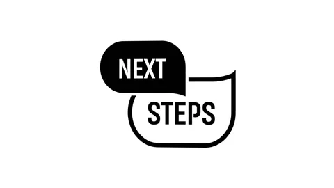 Next steps text on white background Video stock 316524710
