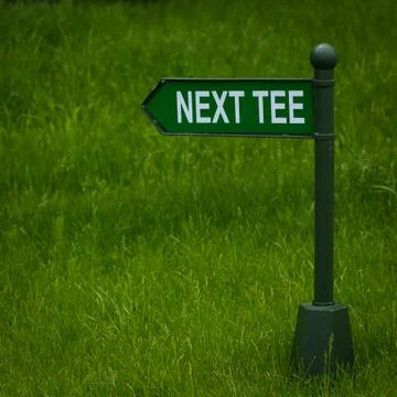 Next tee sign on the golf course Stock Photos