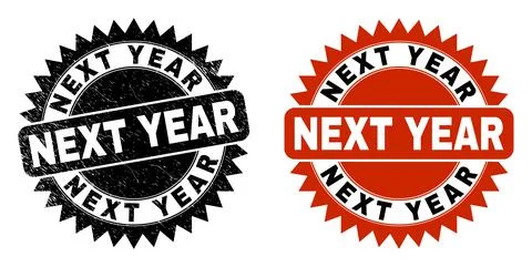 NEXT YEAR Black Rosette Seal with Distress Texture 스톡 일러스트