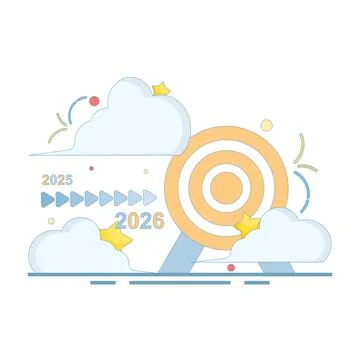 Next year resolution concept. Next year business planning. Goals for 2026. Stock Illustration