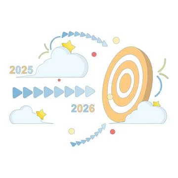 Next year resolution concept. Next year business planning. Goals for 2026. Stock Illustration