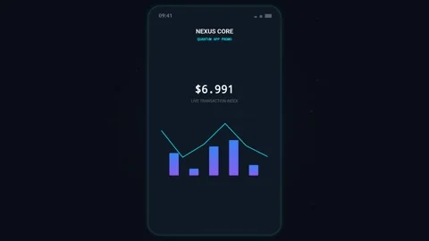 Nexus Core Quantum App Promo  Futuristic Fintech Interface Animation Video stock 337654476