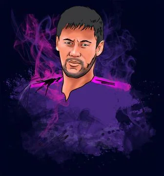 Neymar da Silva Santos Junior Portrait Illustration Stock Illustration