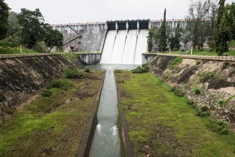 Neyyar Dam Water Gates from Distance Stock Photos