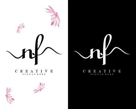 Nf, fn script font letter logo design template vector Illustrazione stock