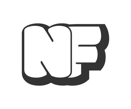 NF logo, bubble comic lettering, rounded in graffiti style black and white .. Stock Illustration