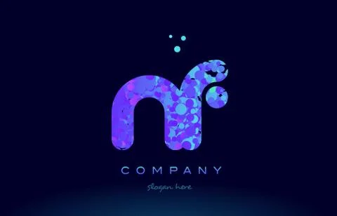 Nf n f bubble circle dots pink blue alphabet letter logo icon vector Stock Illustration