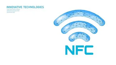NFC 3D logo low poly. Wireless banking online payment system. Contact checkout Stock-Illustration