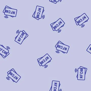 Nfc card line vector seamless pattern Illustrazione stock