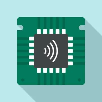 Nfc chip icon, flat style 스톡 일러스트