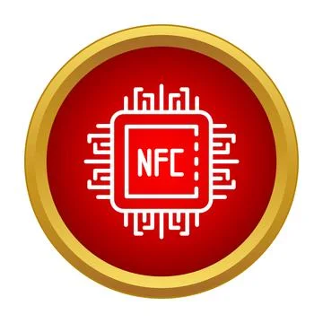 Nfc chip icon representing near field communication technology 库存插图
