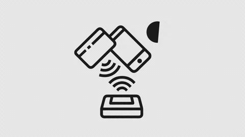 NFC Contactless Payment Line Animation with Smartphone, Terminal and Check Mark Stock Footage 337659799