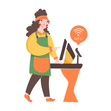 NFC - Contactless payment, Vector flat illustration. Payment from smartphone Illustrazione stock