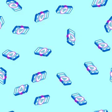 Nfc enabled phone isometric icon seamless pattern 스톡 일러스트