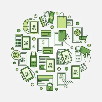 NFC green round illustration Stock Illustration