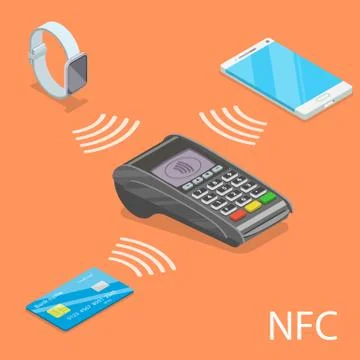 NFC isometric flat vector concept. Stock Illustration