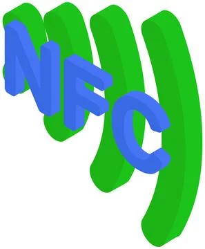 NFC isometric icon. Contactless wireless payment. Illustrazione stock
