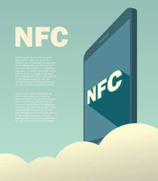 NFC mobile payment data technology for smartphones. Promotional poster or banner Stock Illustration