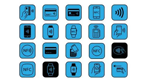 NFC payment and contactless technology icons set Stock Illustration