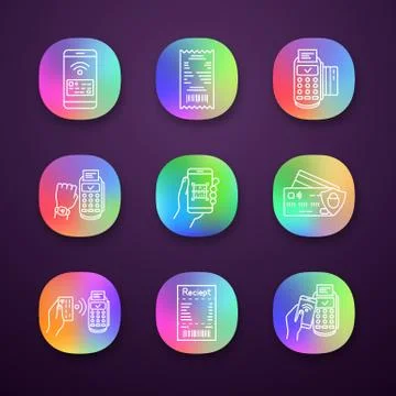 NFC payment app icons set Stock-Illustration