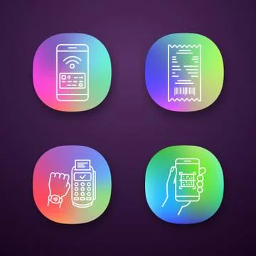 NFC payment app icons set Illustrazione stock