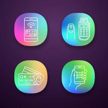 NFC payment app icons set Illustration