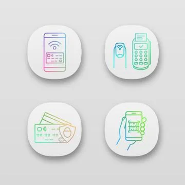 NFC payment app icons set Illustrazione stock