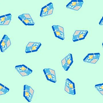 Nfc payment app technology isometric icon seamless pattern Stock Illustration