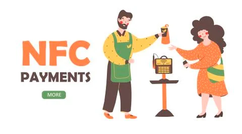 Nfc payment, flat vector illustration design. Money transfer. Stock Illustration