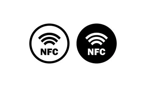 NFC payment icon in black. Contactless pay. Vector on isolated white backgrou Stock Illustration