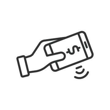 NFC payment, icon in line design. NFC, payment, contactless, mobile, wireless Stock Illustration