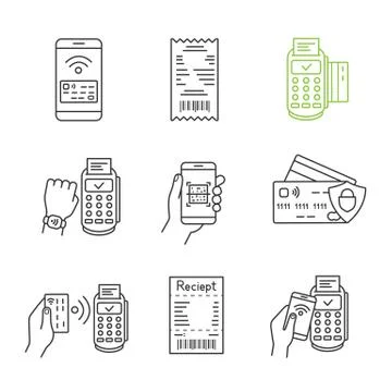 NFC payment linear icons set Stock-Illustration