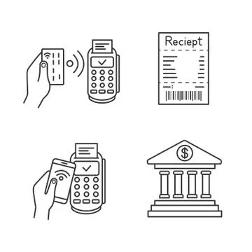 NFC payment linear icons set Stock Illustration